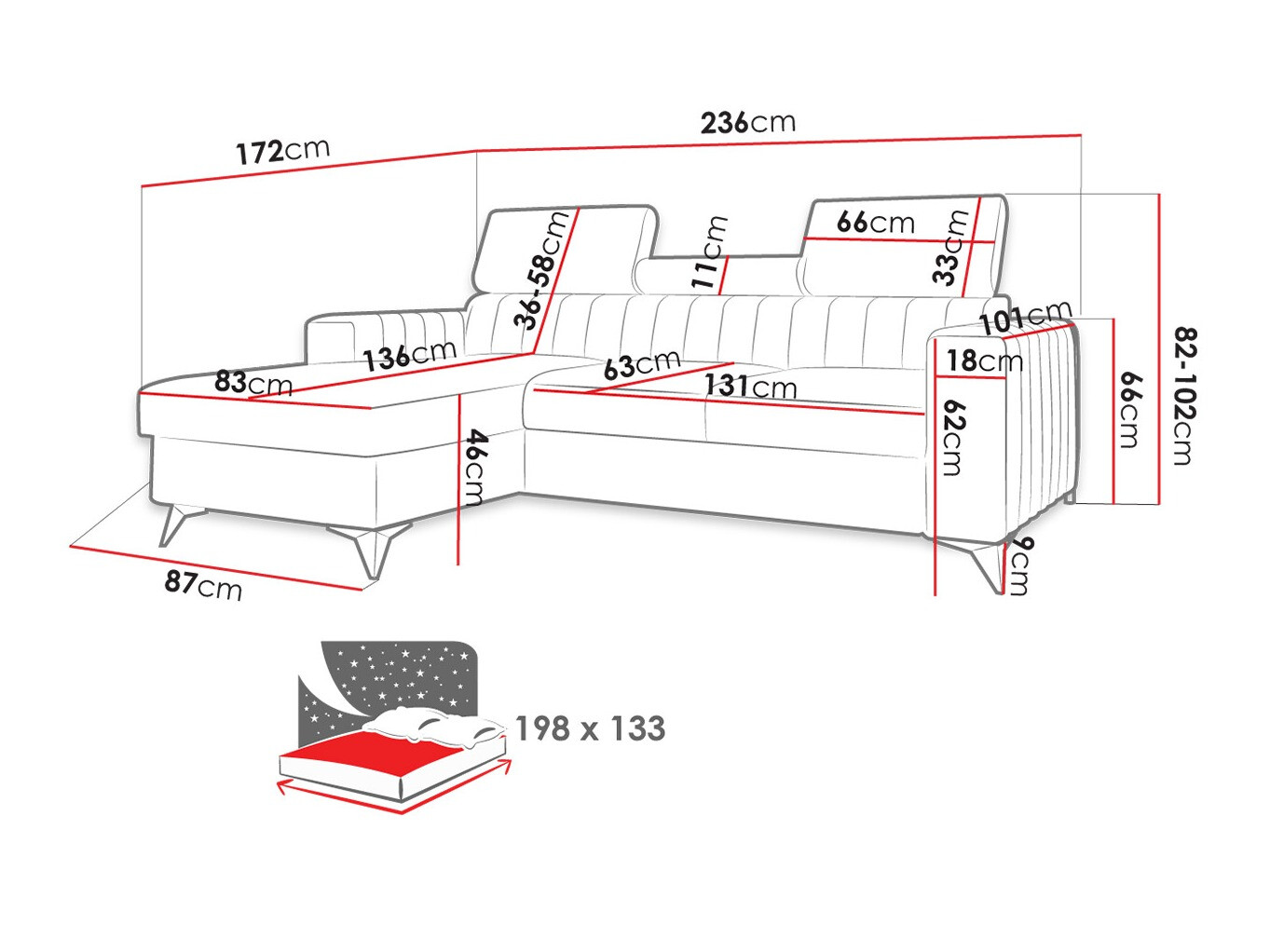 Угловой диван Columbus 191 (Poso 22)