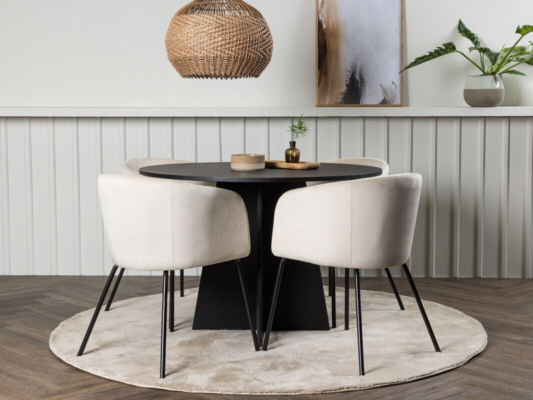 Ēdamistabas komplekts Dallas 4006 (Krēms + Melns)