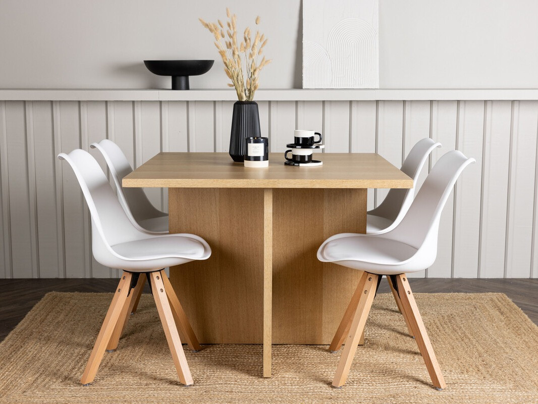 Обеденный гарнитур Dallas 4001 (Белый + Светлое дерево)