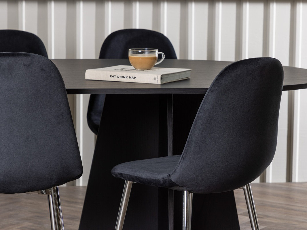 Ēdamistabas komplekts Dallas 4033 (Melns + Sudraba)