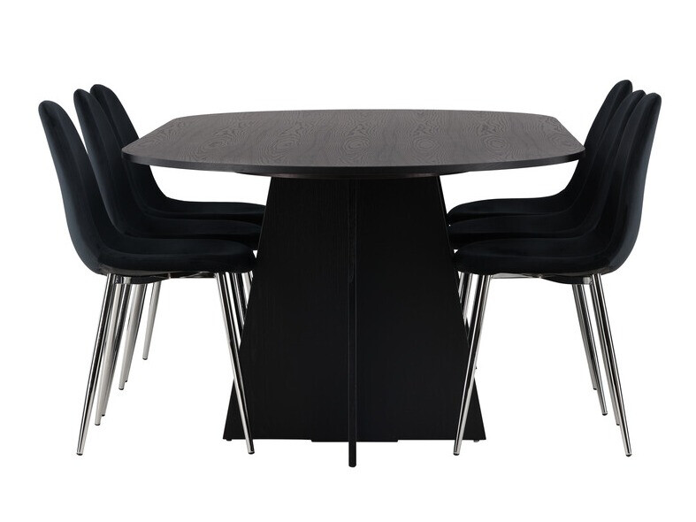 Обеденный гарнитур Dallas 4033 (Чёрный + Серебряный)