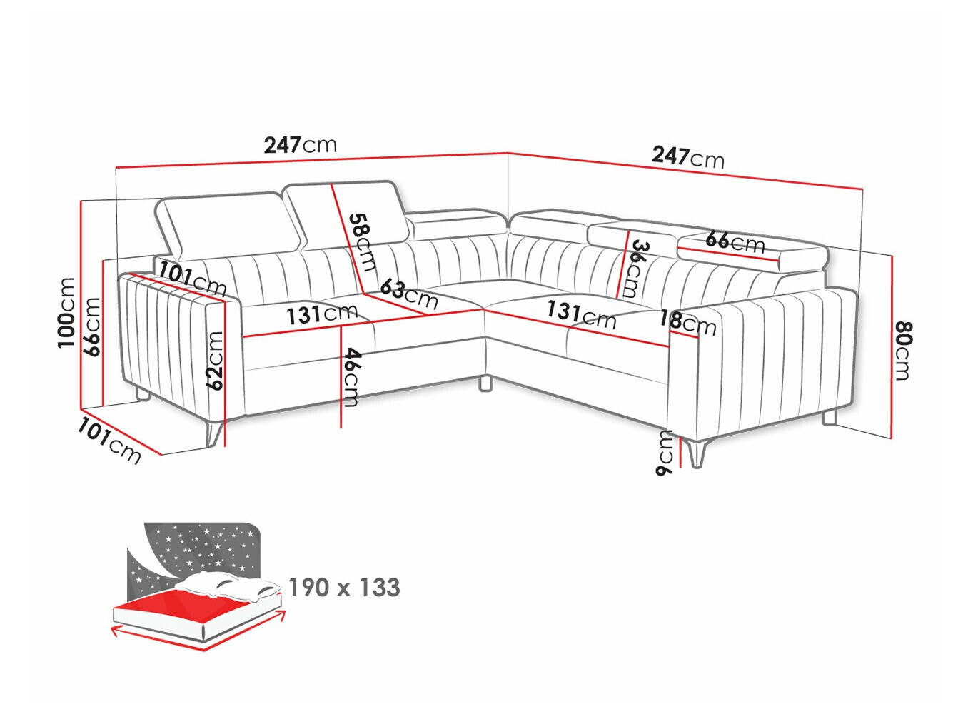 Угловой диван Columbus 201 (Velluto 10)