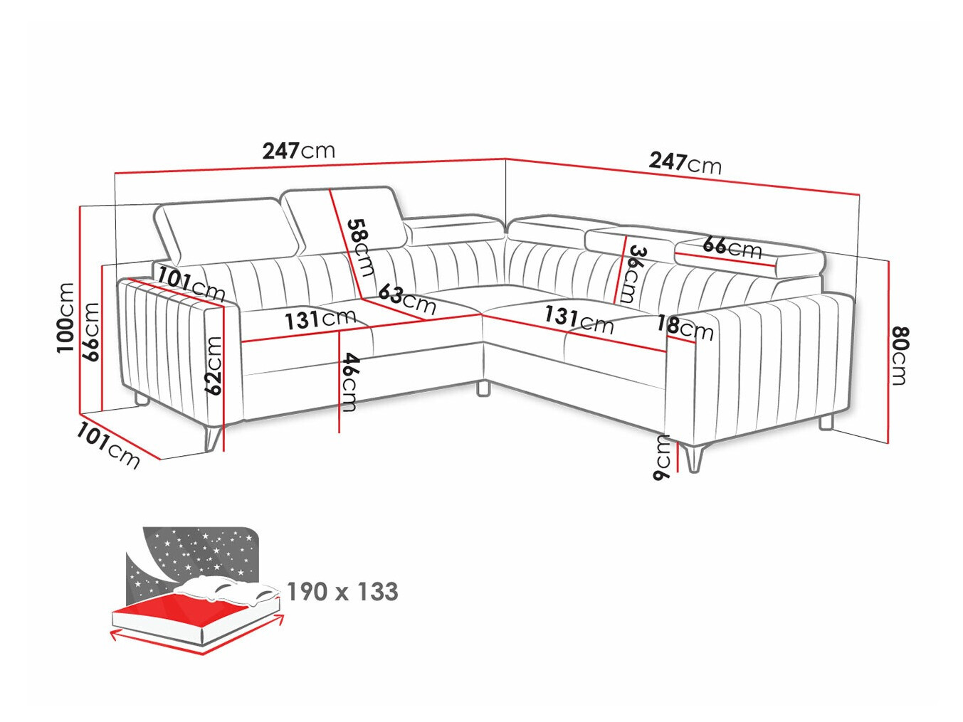 Угловой диван Columbus 201 (Velluto 16)