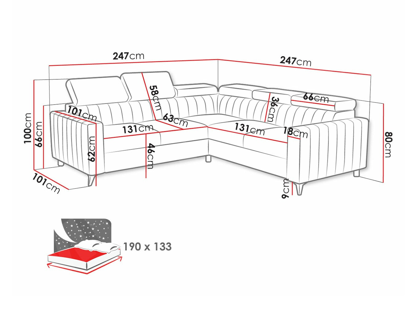 Угловой диван Columbus 201 (Velluto 18)