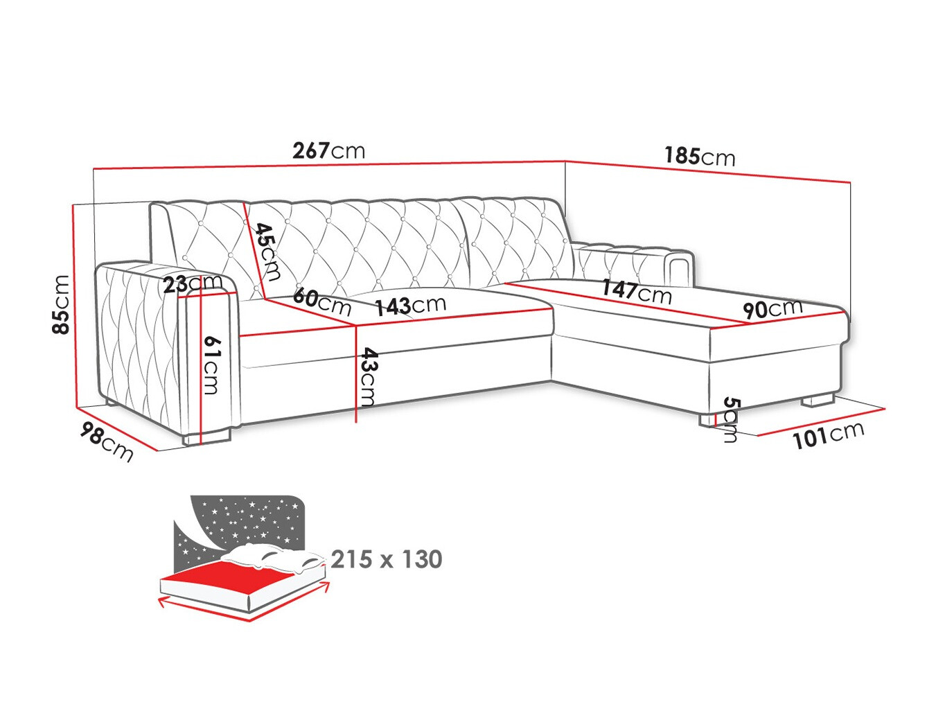 Stūra dīvāns Columbus 203 (Kronos 09)
