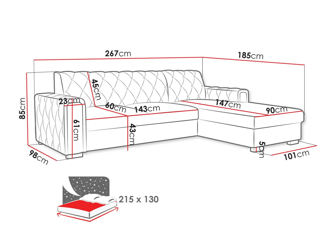 Stūra dīvāns Columbus 203 (Kronos 19)