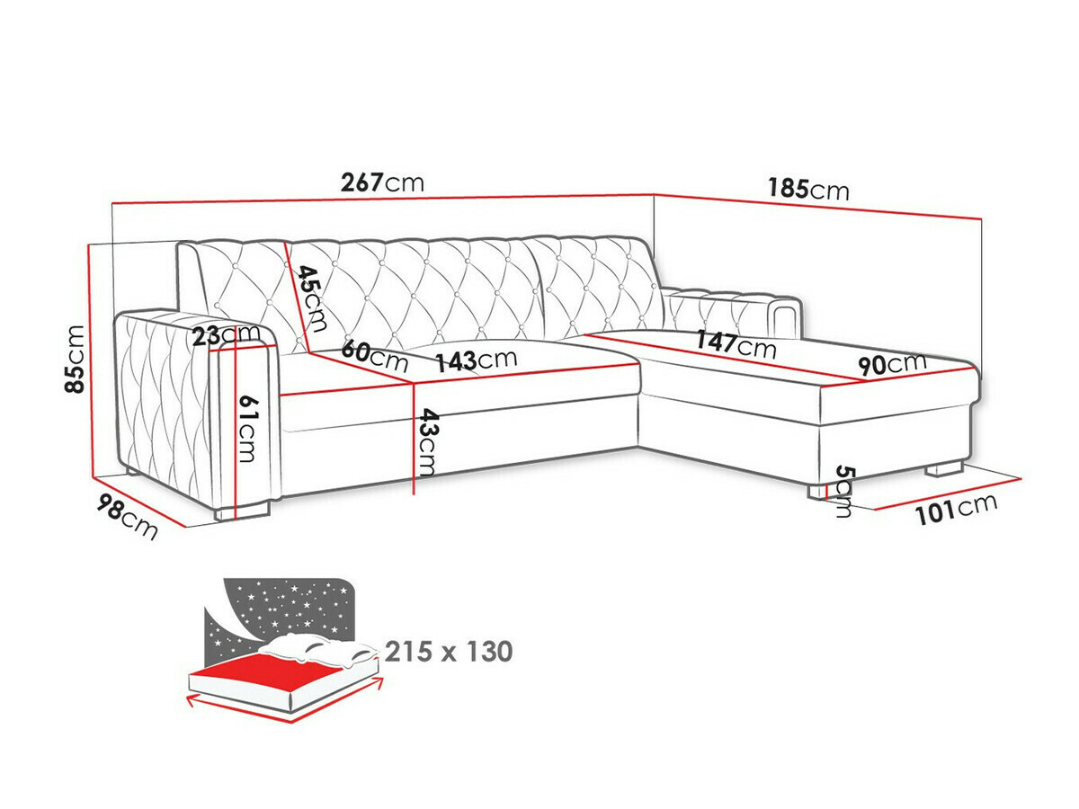 Stūra dīvāns Columbus 203 (Kronos 53)
