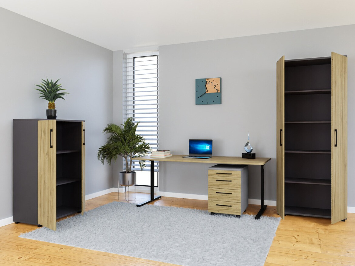 Комплект для домашнего офиса Lartesi 114 (Графит + Внук дуб)