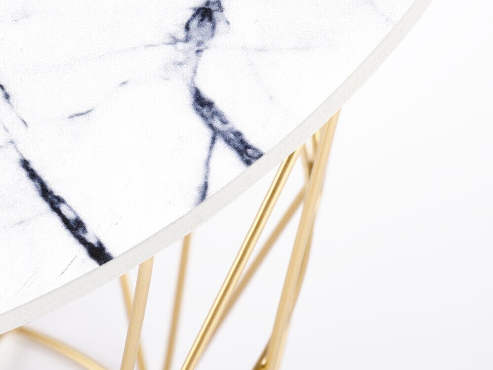 Žurnālu galdiņš Houston 1454 (Zelta + Balts marmors)