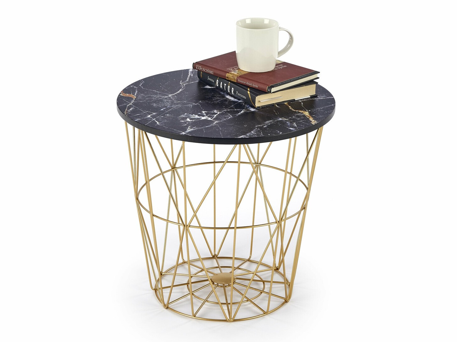 Žurnālu galdiņš Houston 1454 (Zelta + Melnais marmors)