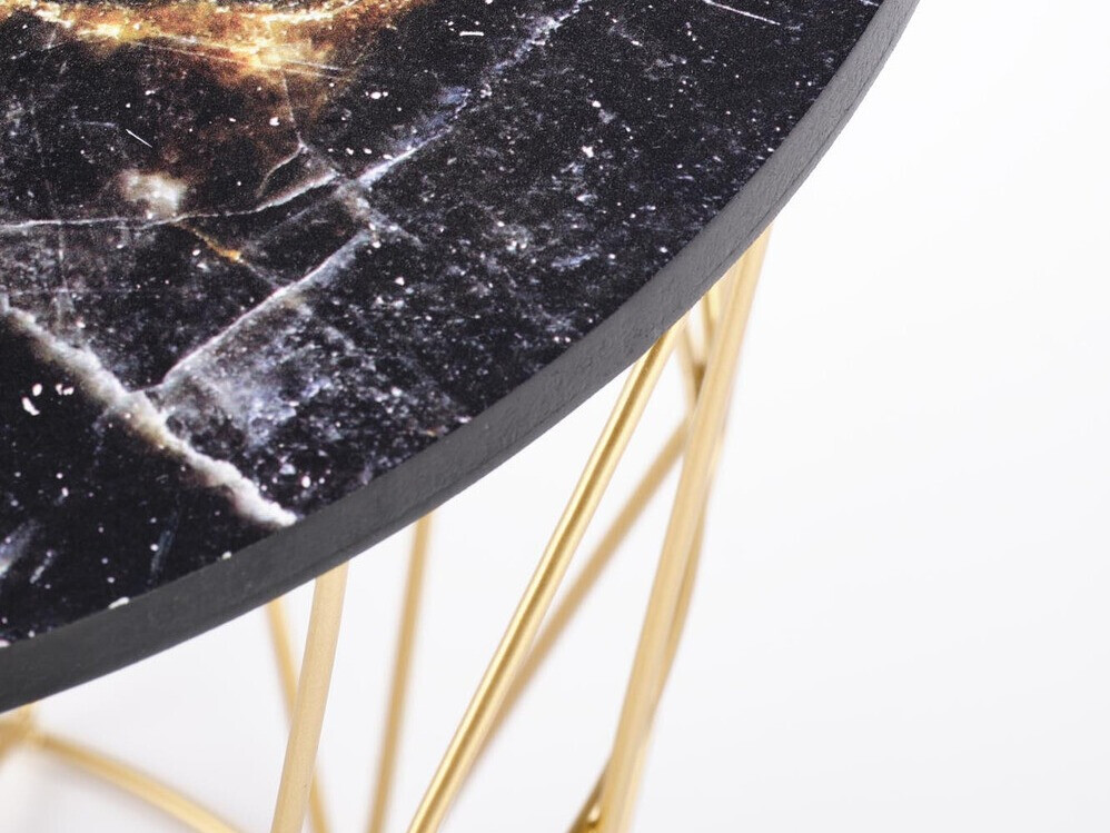 Žurnālu galdiņš Houston 1454 (Zelta + Melnais marmors)