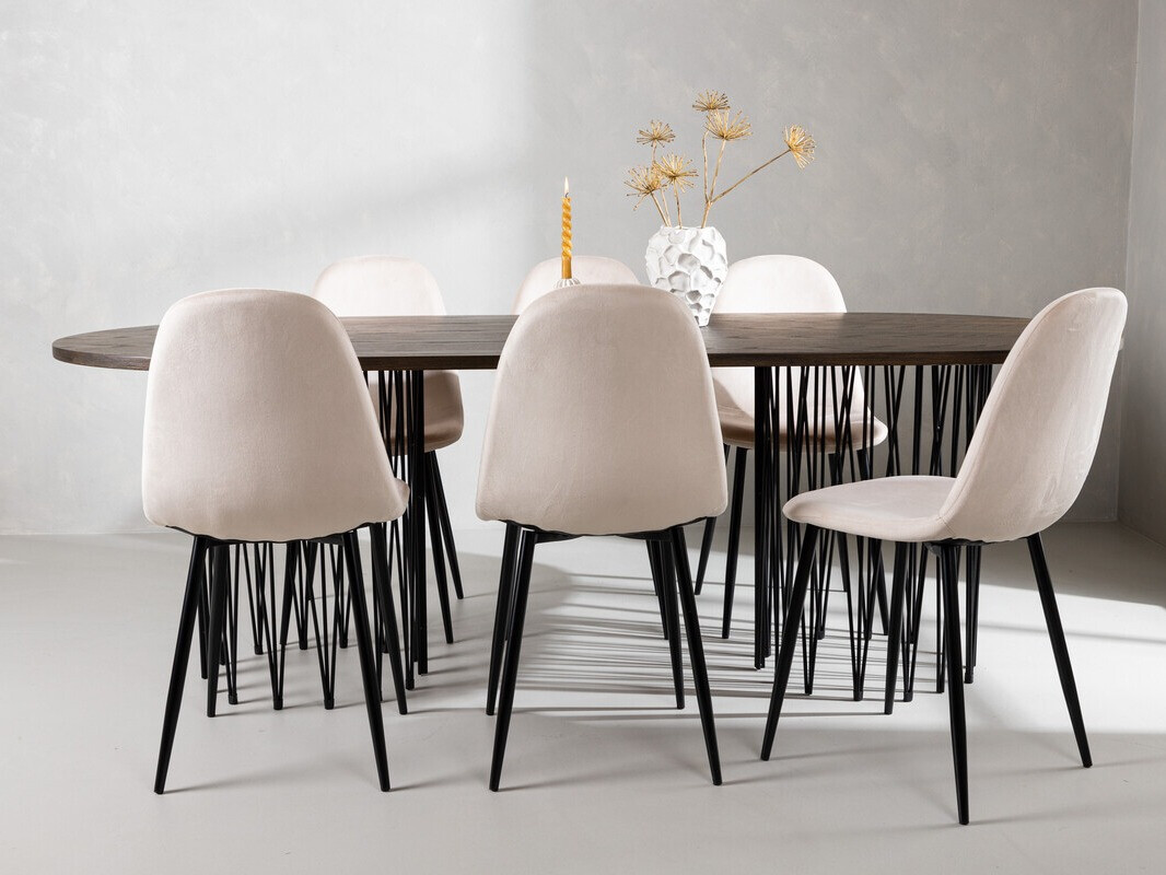 Ēdamistabas komplekts Dallas 4062 (Bēšs + Melns)