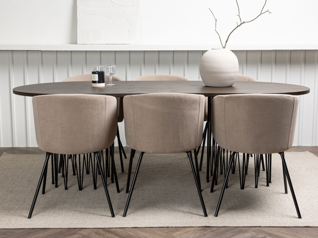 Ēdamistabas komplekts Dallas 4063 (Bēšs + Melns)