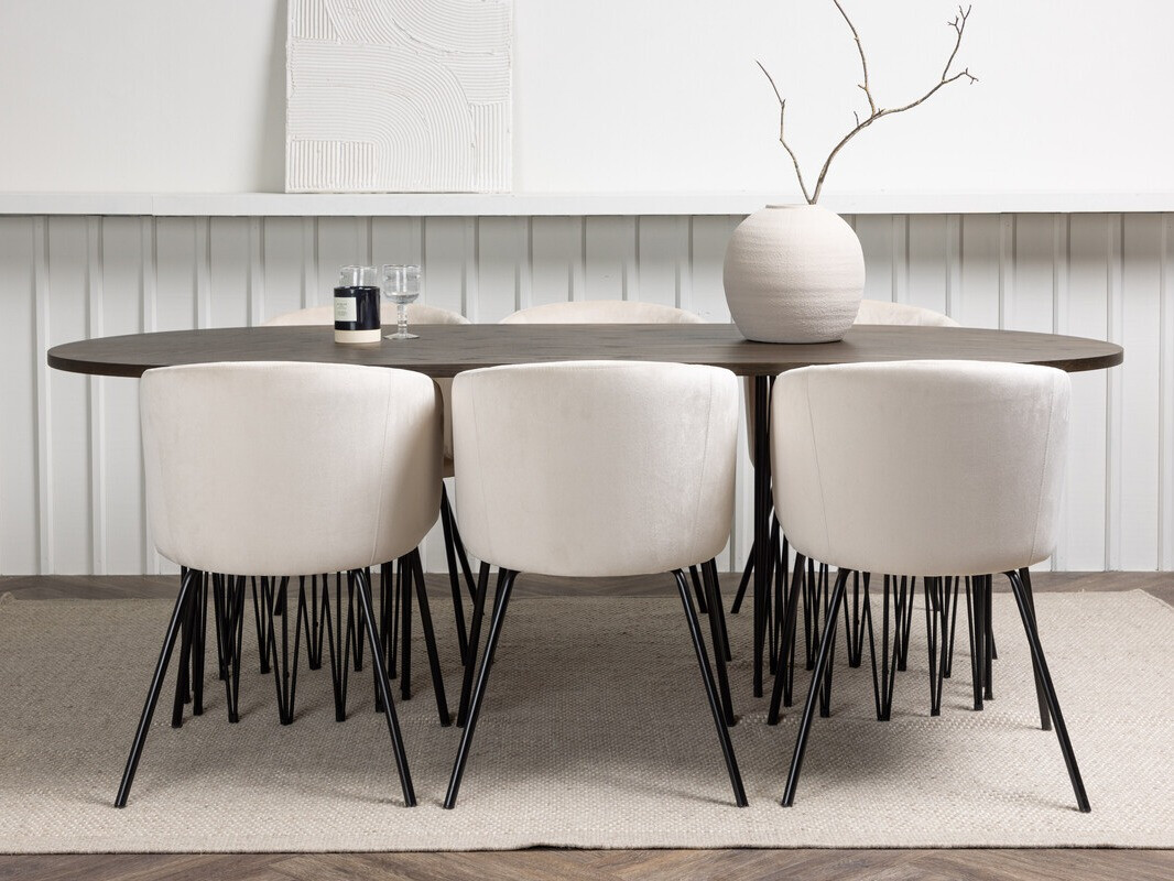 Ēdamistabas komplekts Dallas 4063 (Krēms + Melns)