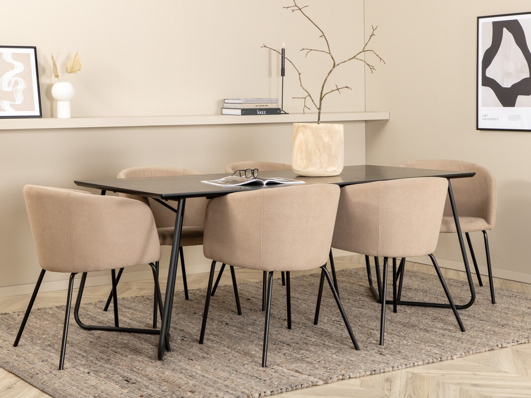 Ēdamistabas komplekts Dallas 2569 (Bēšs + Melns)