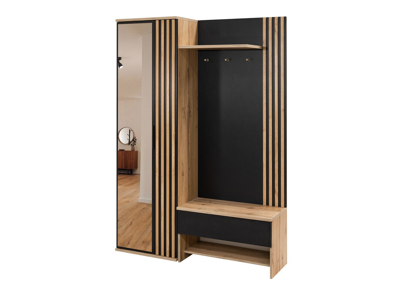 Priekšnama komplekts Honolulu 161 (Melns + Votan ozols)