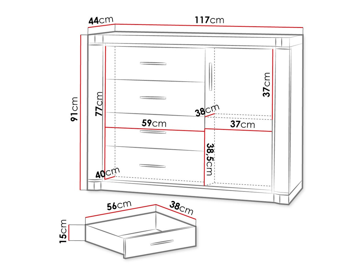 Kомод Lorelie 102 (Сонома Дуб)
