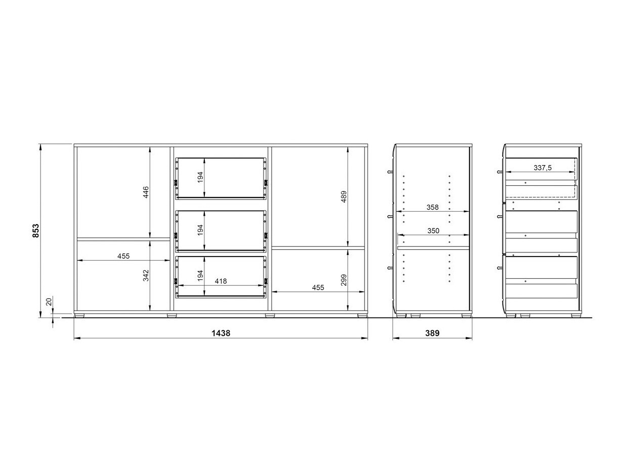 Kumode Livromu 108 (Glancēts balts + Balts)