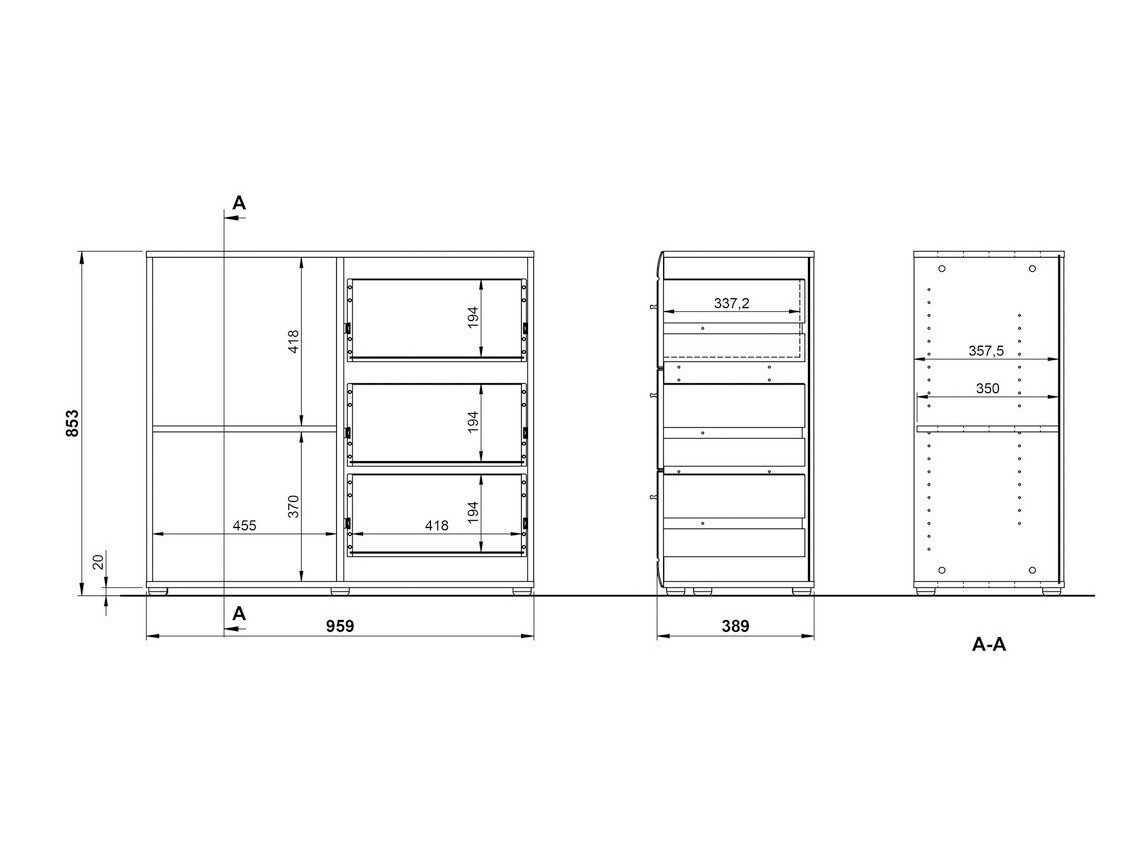 Kumode Livromu 109 (Glancēts balts + Balts)
