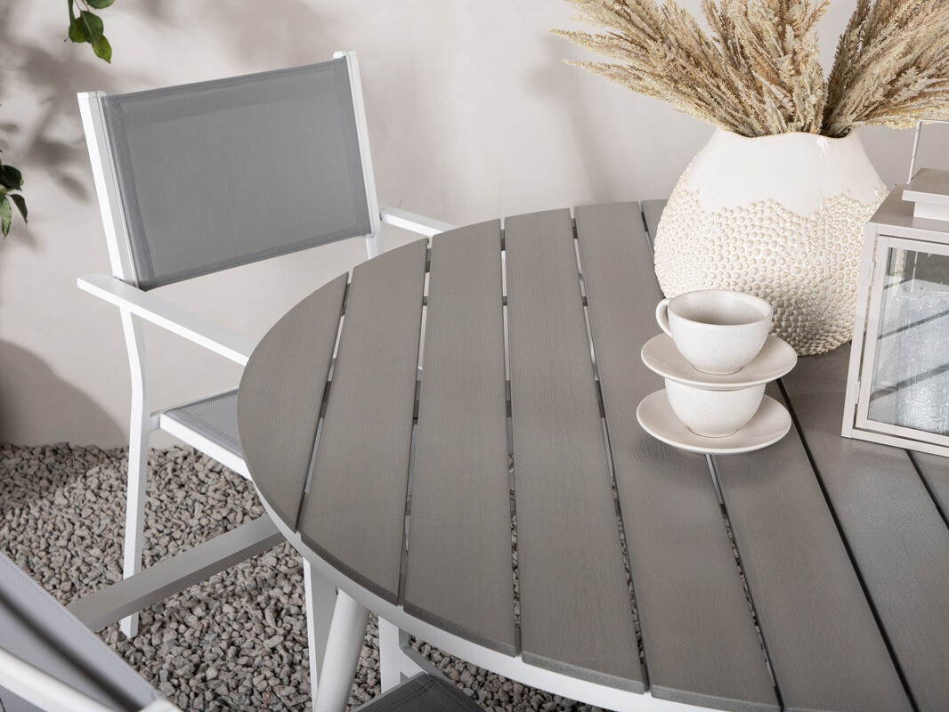 Galds un krēslu komplekts Dallas 4088 (Pelēks + Balts)