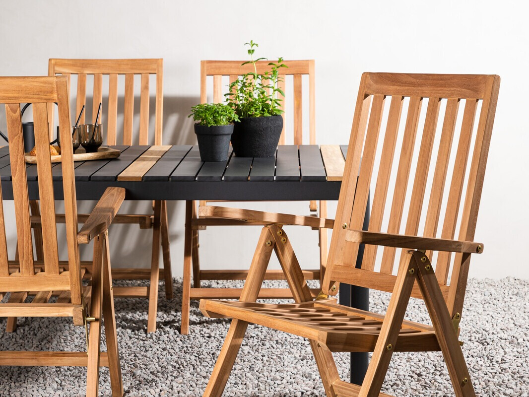 Galds un krēslu komplekts Dallas 4090 (Melns + Brūns)