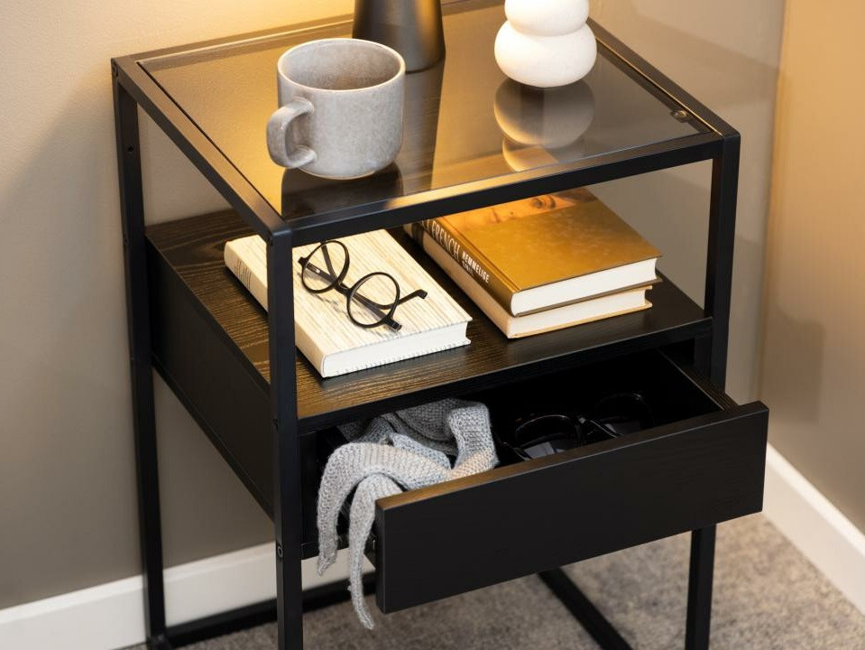 Прикроватная тумбочка Norsica 695 (Чёрный + Черный пепел)