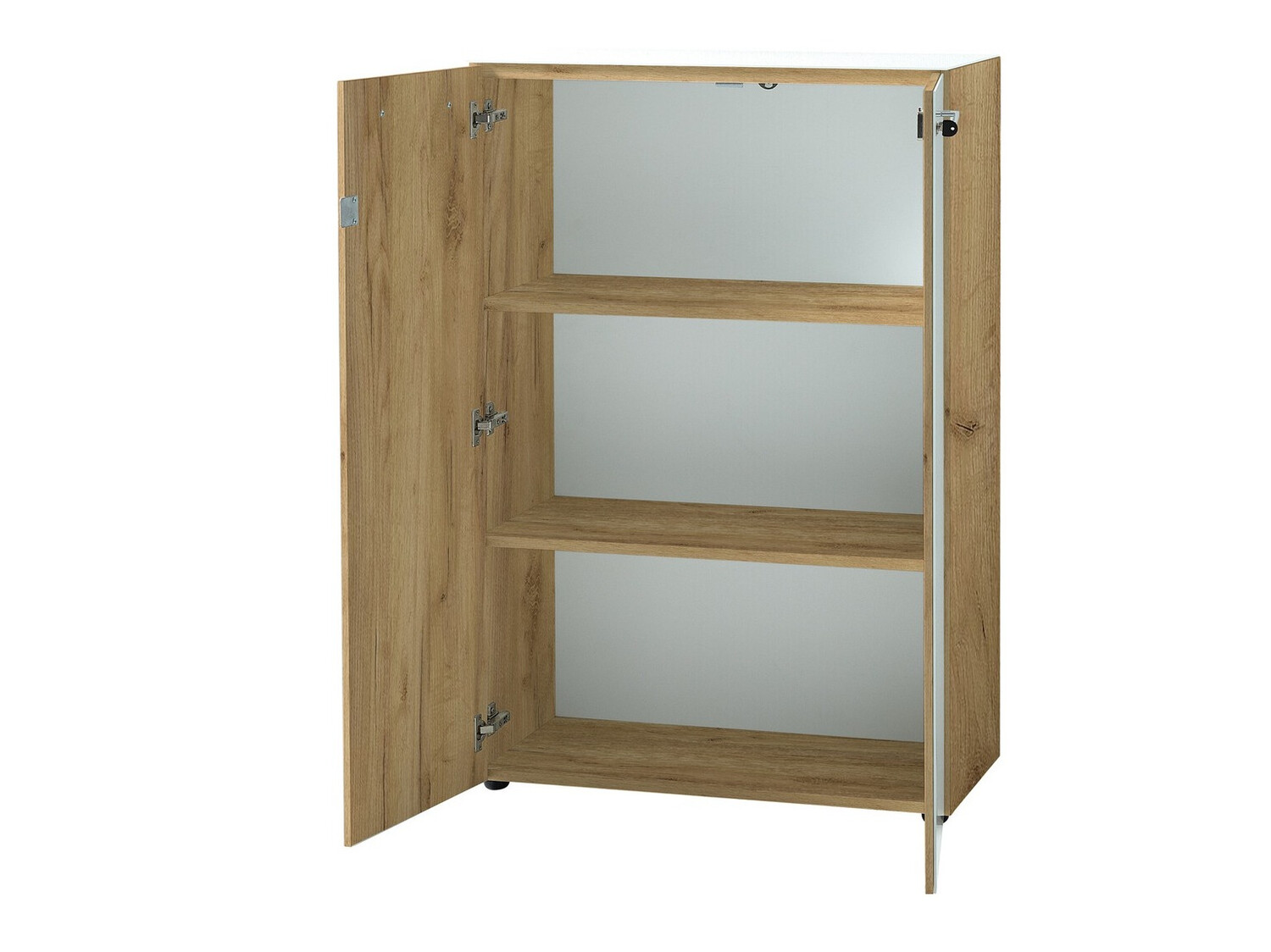 Skapis Catcamu 102 (Glancēts balts + Navarra ozols)