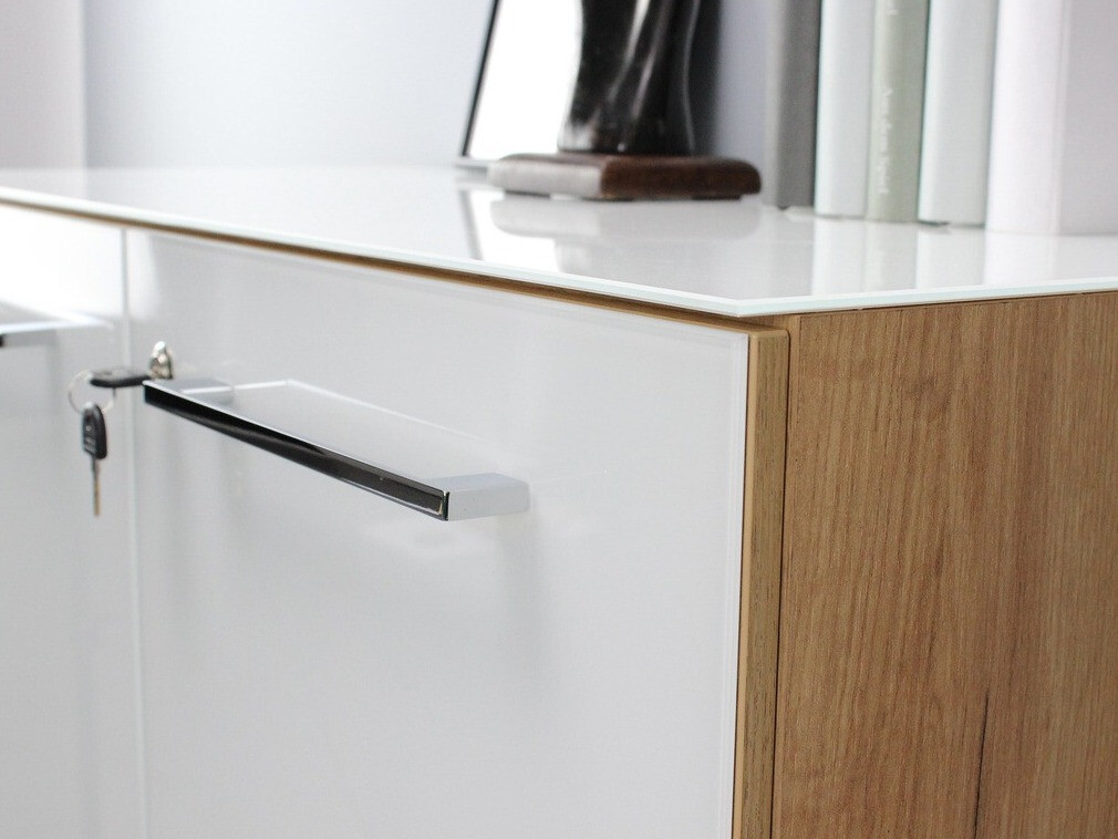 Skapis Catcamu 102 (Glancēts balts + Navarra ozols)