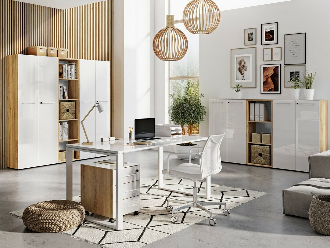 Тумба с ящиками Catcamu 101 (Глянцевый белый + Navarra дуб)