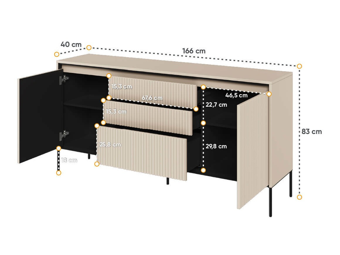 Kомод Fernolu 100 (Бежевый + Чёрный)
