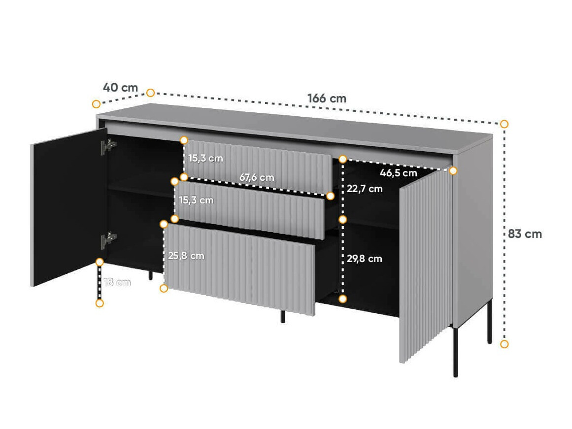 Kumode Fernolu 100 (Pelēks + Melns)