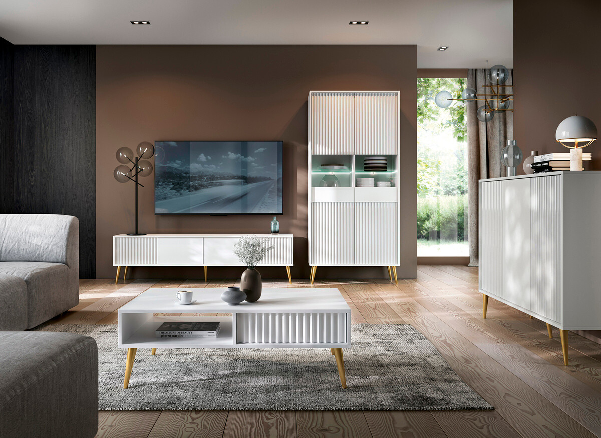 TV galds Cirferi 105 (Balts + Zelta)