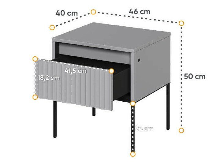 Naktsgaldiņš Fernolu 111 (Pelēks + Melns)