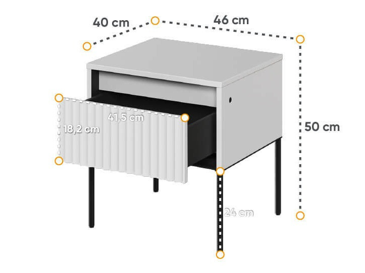 Прикроватная тумбочка Fernolu 111 (Белый + Чёрный)