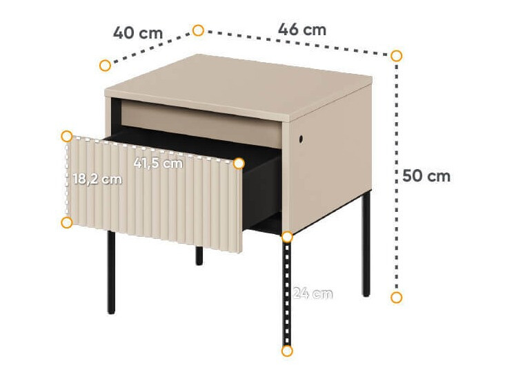 Прикроватная тумбочка Fernolu 111 (Бежевый + Чёрный)