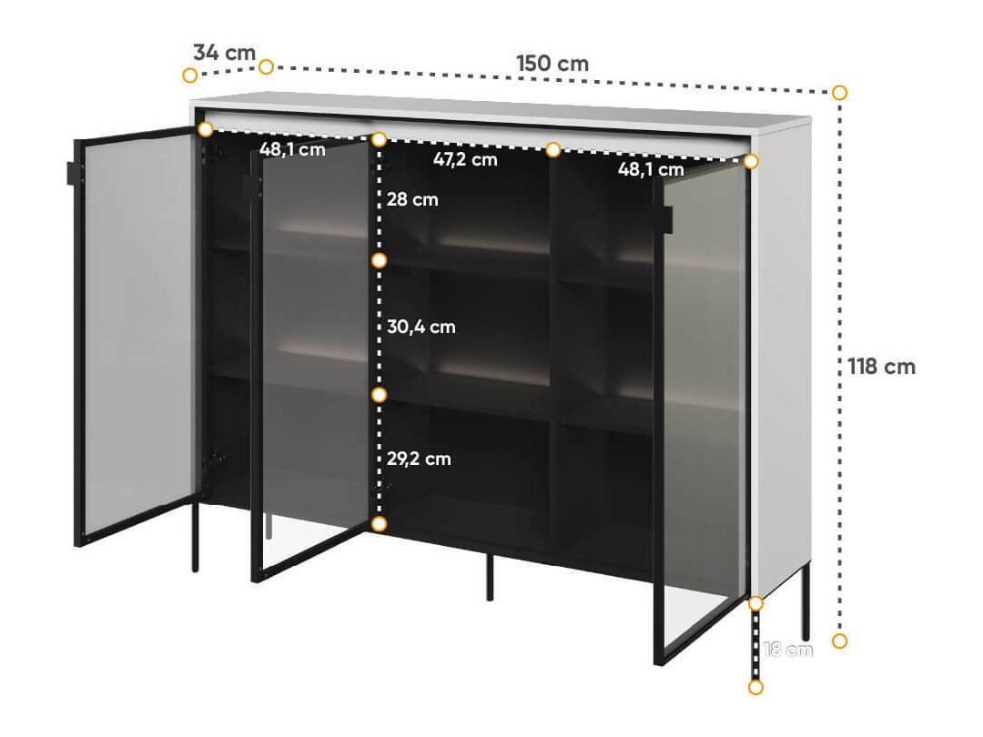 Skapis Fernolu 108 (Balts + Melns)