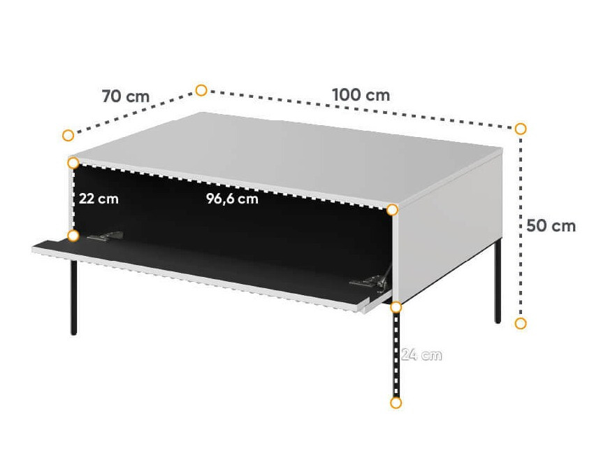 Žurnālu galdiņš Fernolu 110 (Balts + Melns)