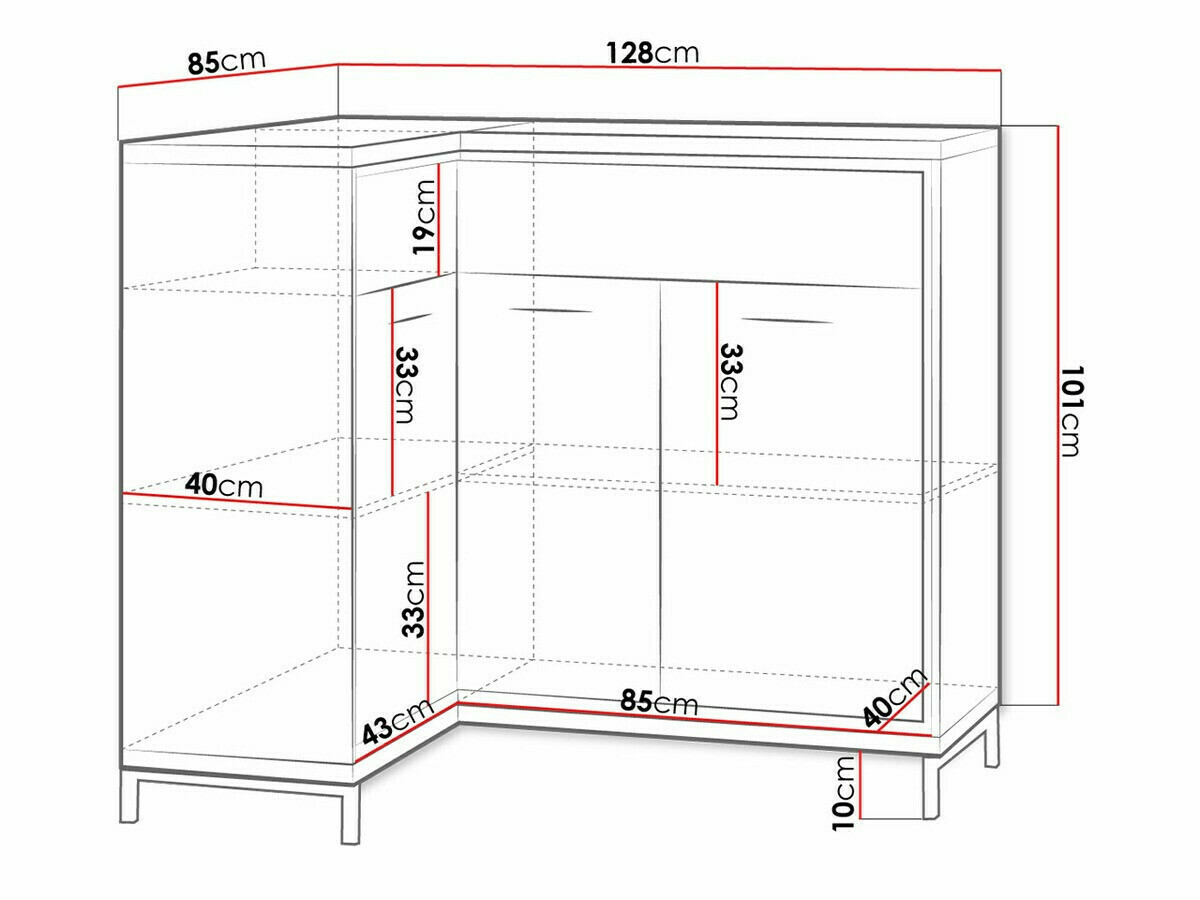 Stūra kumode Etrmoni 106 (Gaišs koks + Ozols)