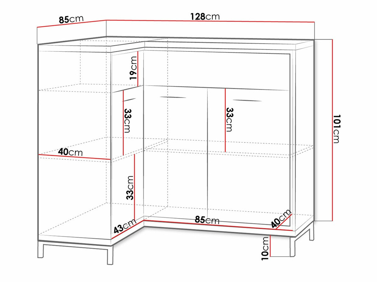 Stūra kumode Etrmoni 121 (Gaišs koks)