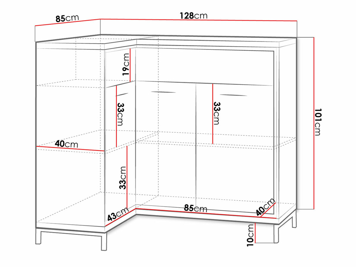 Угловой комод Etrmoni 121 (Светлое дерево + Дуб)