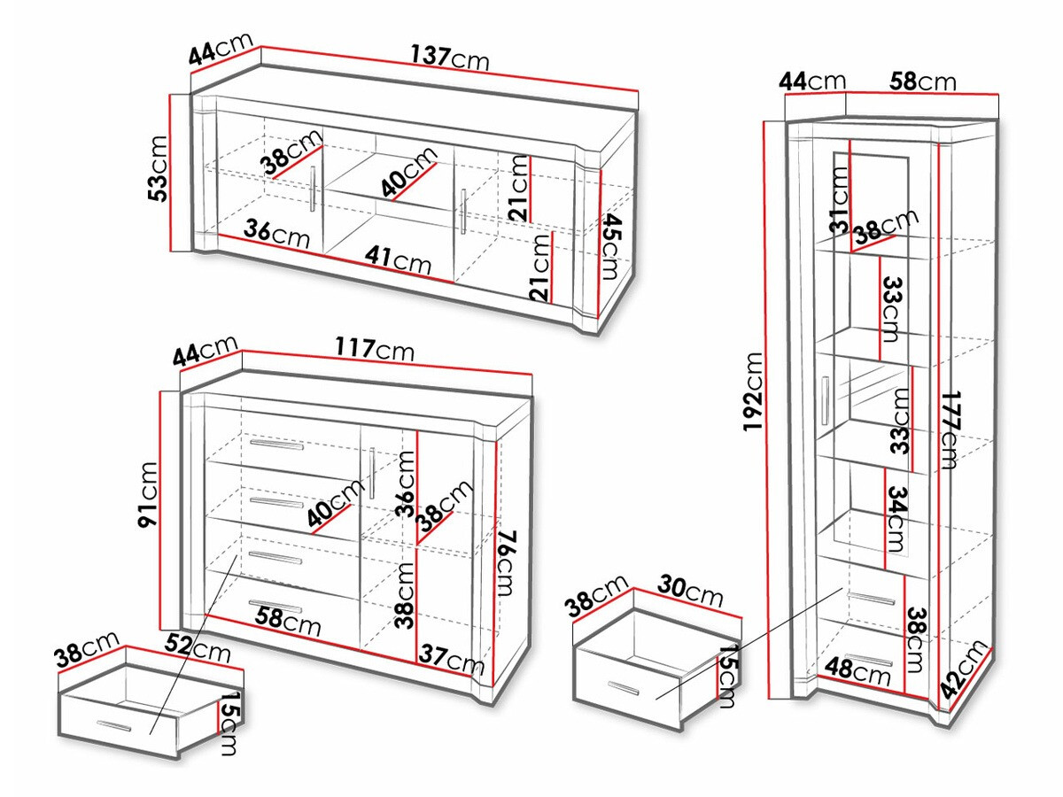 Viesistabas komplekts Lorelie 122 (Trifele ozols)