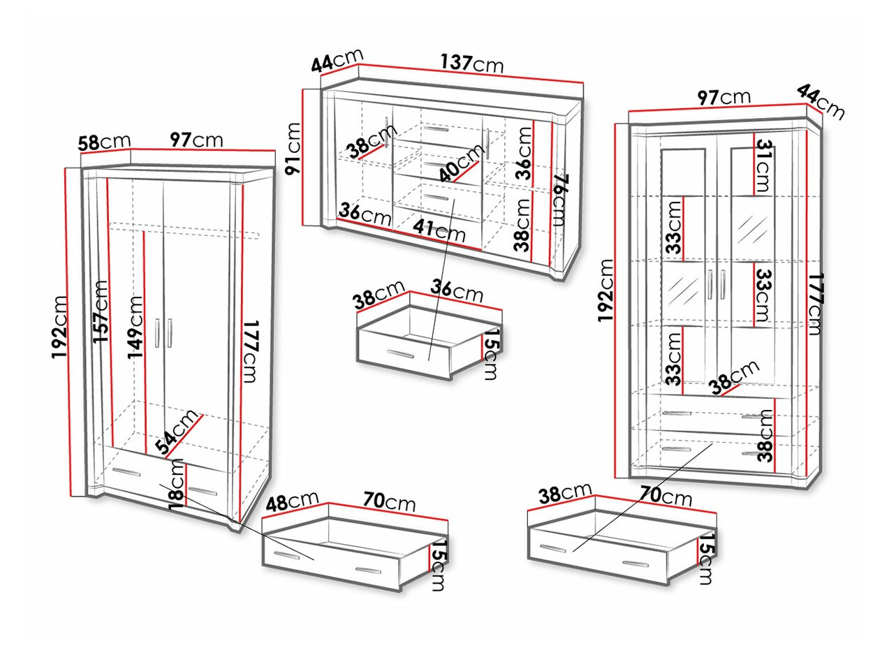 Viesistabas komplekts Lorelie 125 (Trifele ozols)