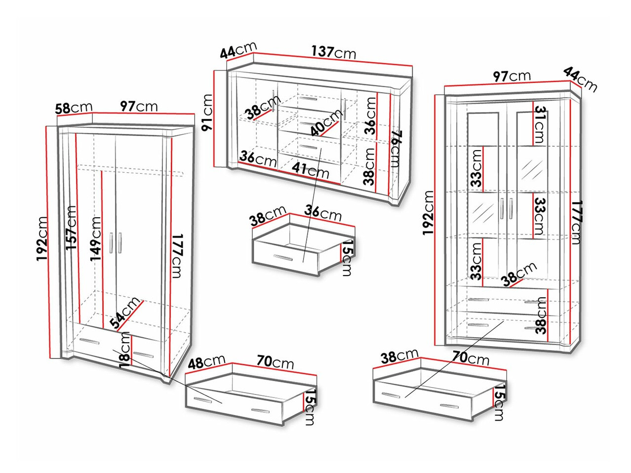 Viesistabas komplekts Lorelie 125 (Trifele ozols)
