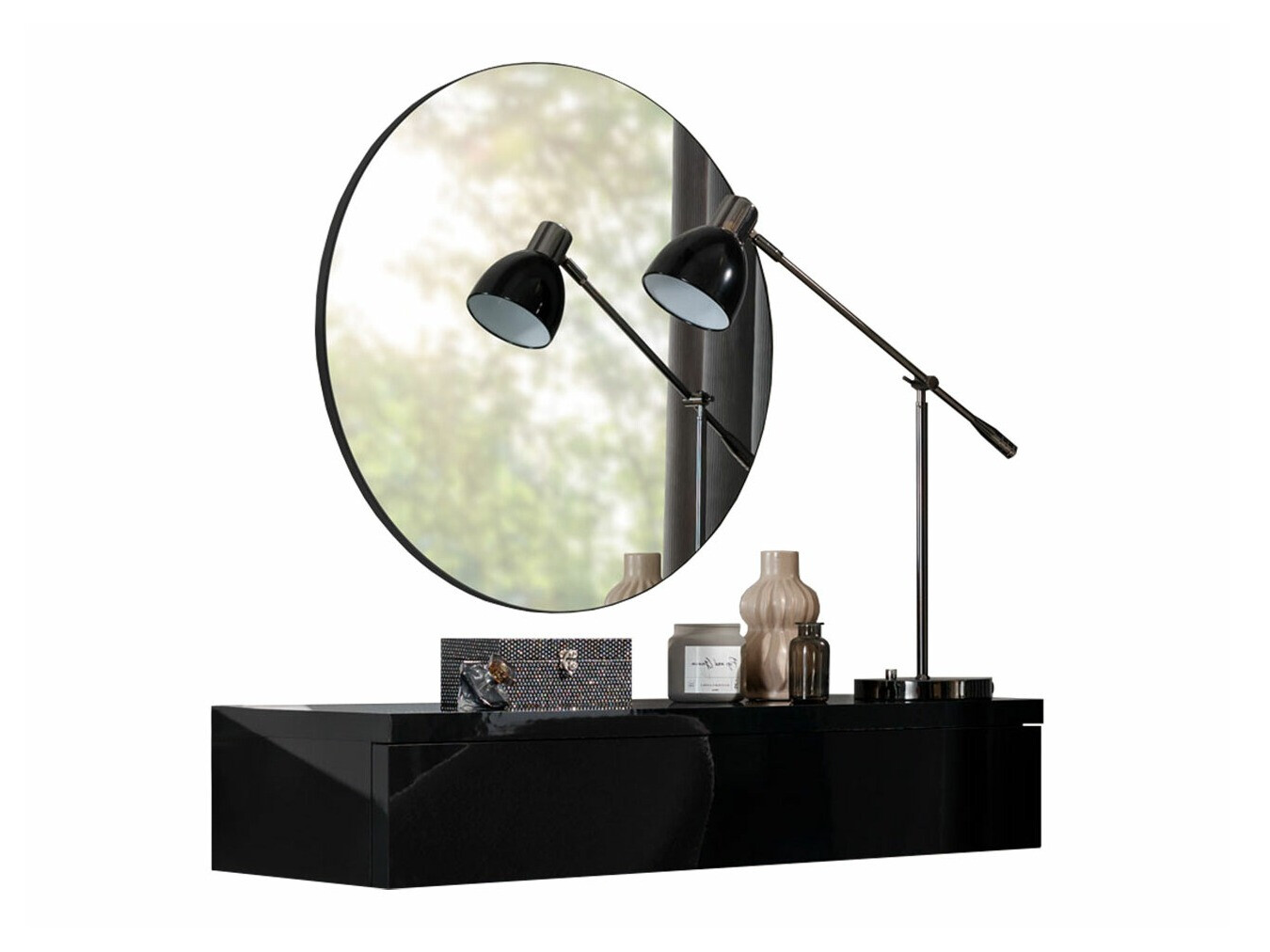 Макияжный столик Providence 188 (Чёрный + Глянцевый черный)