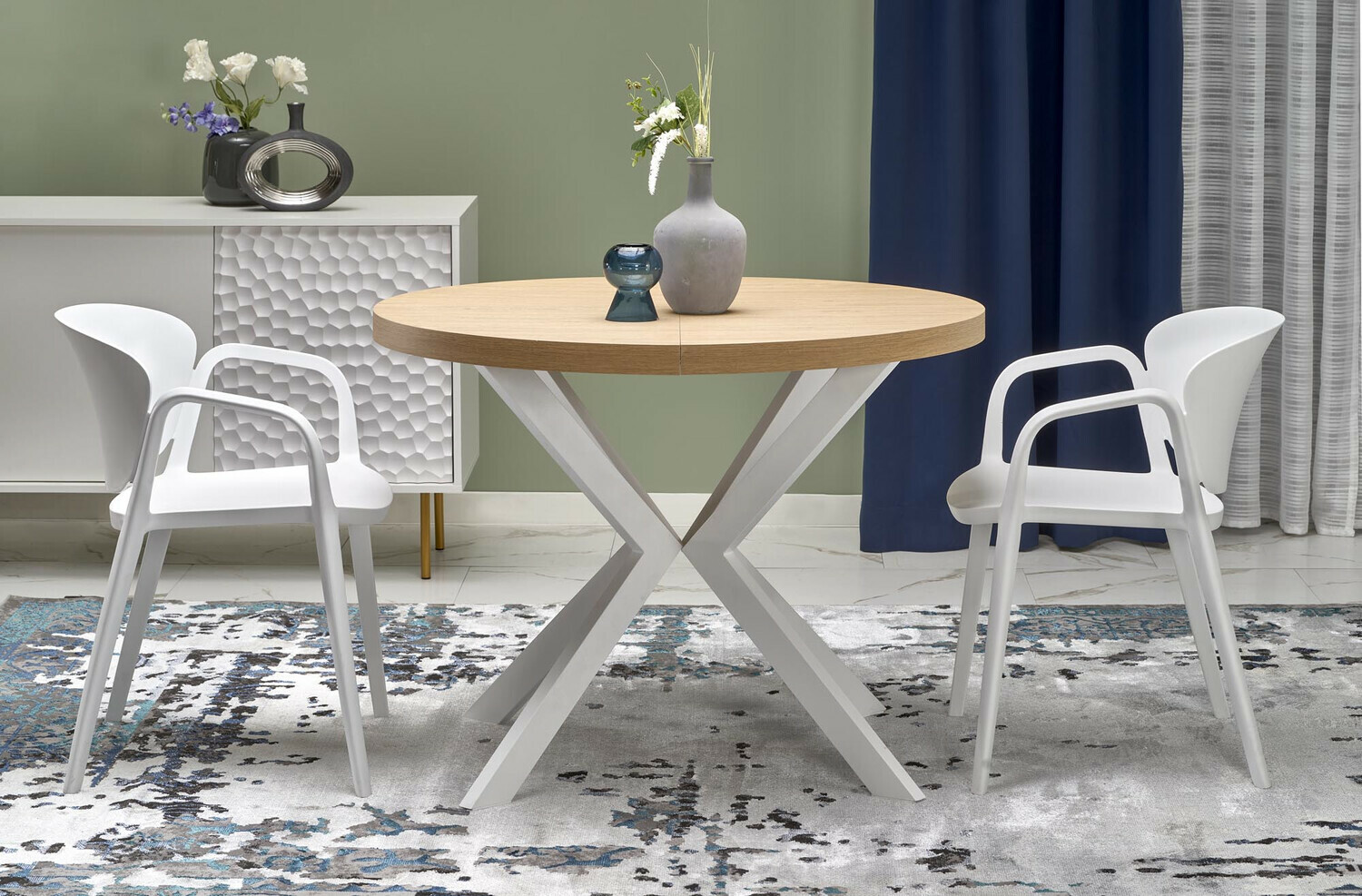 Galds Houston 1495 (Zeltains ozols + Balts)