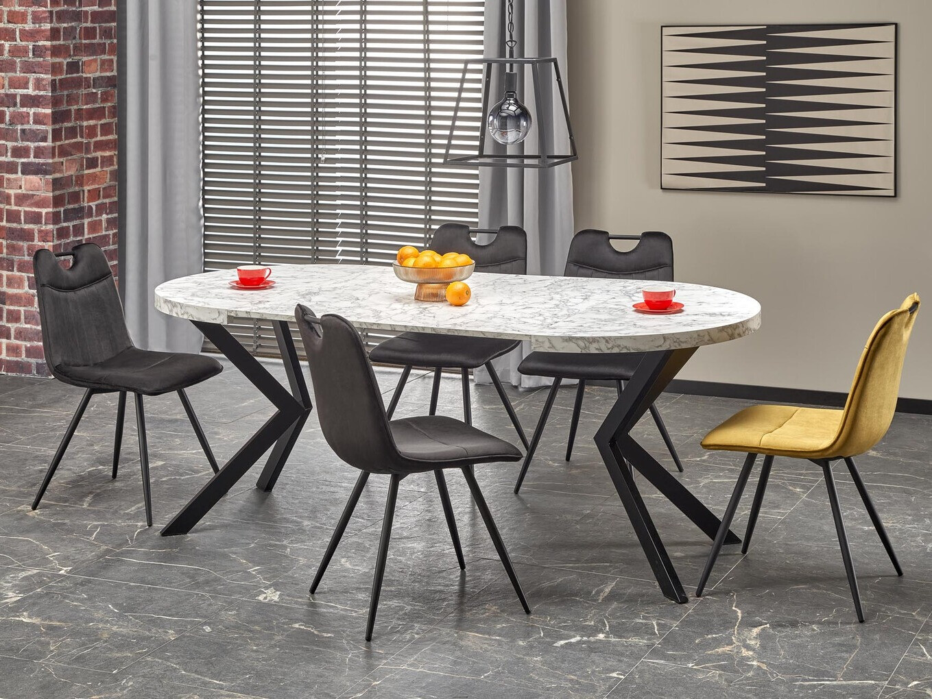 Cтол Houston 1495 (Белый мрамор + Чёрный)