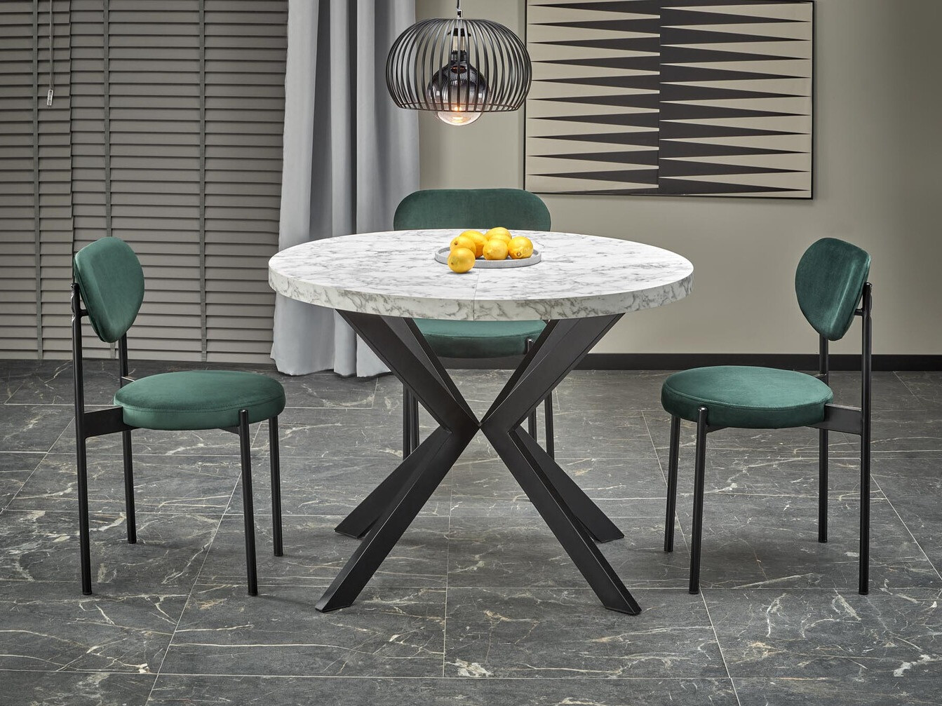 Galds Houston 1495 (Balts marmors + Melns)