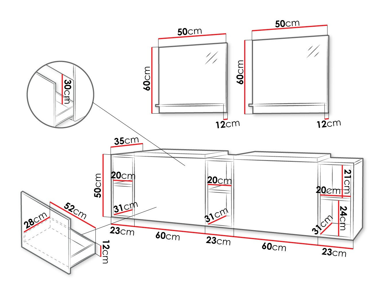 Vannas komplekts Comfivo Livciro 104 (Melns + Grafīts)