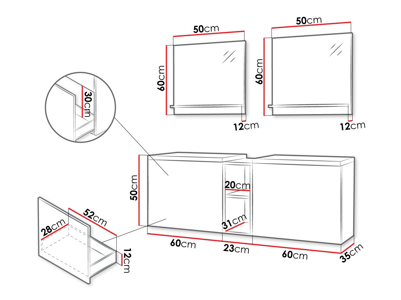 Vannas komplekts Comfivo Livciro 105 (Melns + Grafīts)