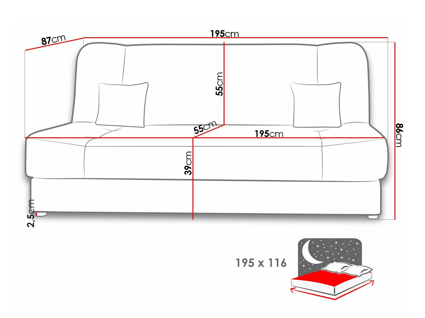 Dīvāns gulta Comfivo 136 (Poso 110)
